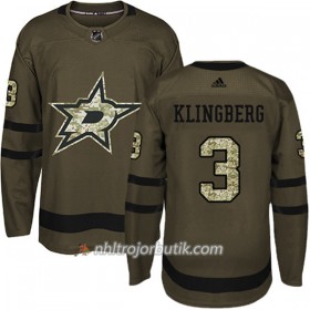 Män Ishockey Dallas Stars Tröja John Klingberg 3 Adidas 2017-2018 Camo Grön Authentic